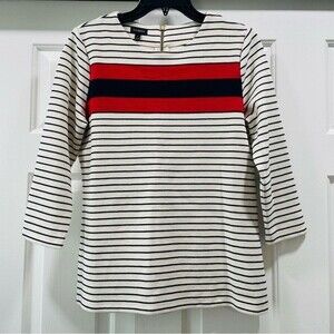 Talbots Red White and Blue Striped 3/4 Sleeve Top Size S